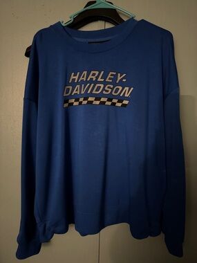 Harley-Davidson Blue Logo Tee with Black Neck Tag